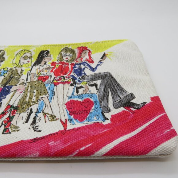 Women Small Canvas Pouch Bag Brighton 2018 Promo Hearts Lining Screen Print Chic - Picture 3 of 12